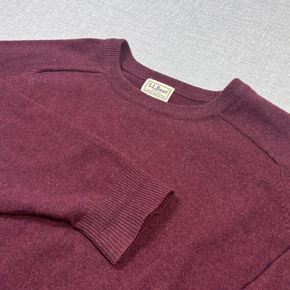 L.L. Bean Other - L.L. Bean Lambswool Sweater Pullover Mens XL Maroon Crew Neck Tight-Knit